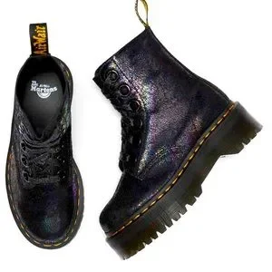 【値下】Dr.Martens MOLLY IRIDESCENT CRACKLE Molly Metallic Leather Platform Boots in Black | Dr. Martens